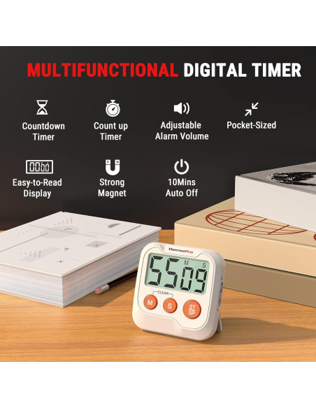 Temporizador Digital ThermoPro TM03 - 2 Paquetes, Alarma Ajustable