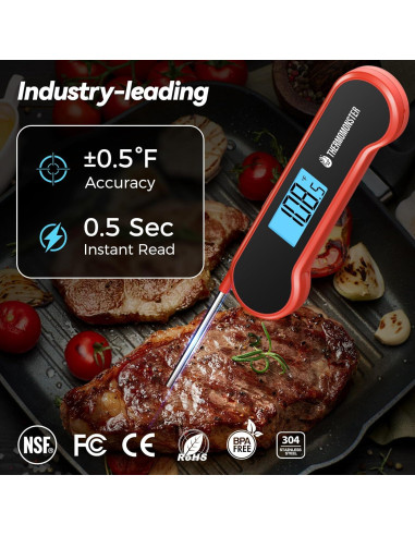 Termómetro Digital de Carne ThermoMonster Rojo 0.5s Preciso