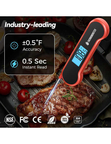Termómetro Digital de Carne ThermoMonster Rojo 0.5s Preciso