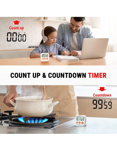 Temporizador Digital ThermoPro TM03 - 2 Paquetes, Alarma Ajustable