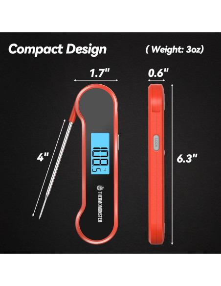 Termómetro Digital de Carne ThermoMonster Rojo 0.5s Preciso