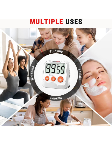 Temporizador Digital ThermoPro TM03 - 2 Paquetes, Alarma Ajustable