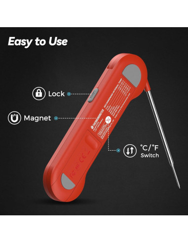 Termómetro Digital de Carne ThermoMonster Rojo 0.5s Preciso