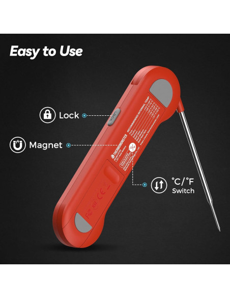 Termómetro Digital de Carne ThermoMonster Rojo 0.5s Preciso