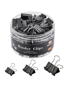 100 Clips de Carpeta NEEWAY Negros Tamaños Asortidos 1.5-2.5cm