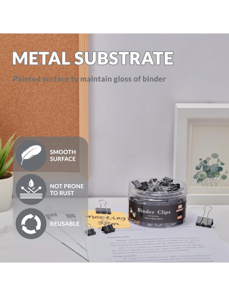 100 Clips de Carpeta NEEWAY Negros Tamaños Asortidos 1.5-2.5cm