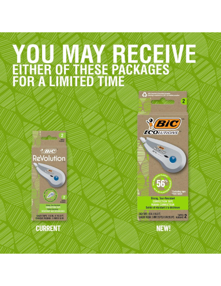 Cinta Correctora BIC Ecolutions Wite-Out 2 Unidades 6.04m