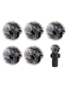 5 Pantallas de Viento para Micrófono Lavalier Piel Conejo