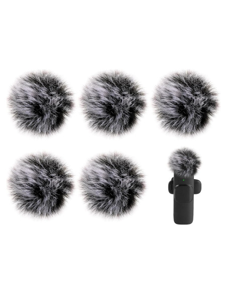 5 Pantallas de Viento para Micrófono Lavalier Piel Conejo