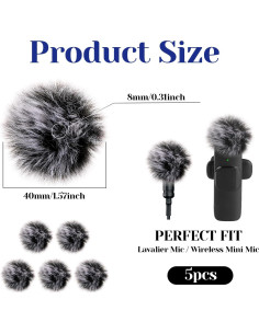 5 Pantallas de Viento para Micrófono Lavalier Piel Conejo 2