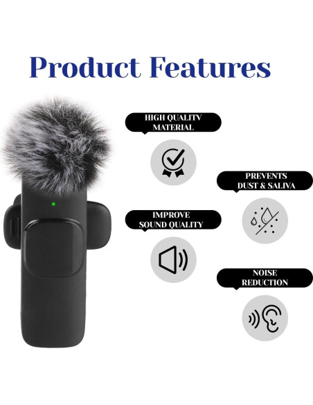 5 Pantallas de Viento para Micrófono Lavalier Piel Conejo