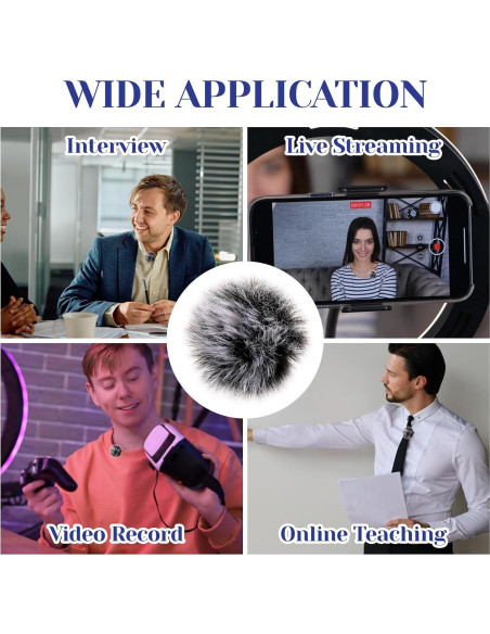 5 Pantallas de Viento para Micrófono Lavalier Piel Conejo