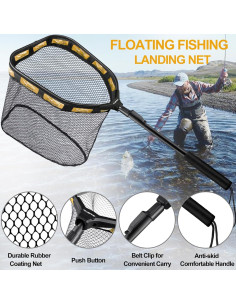 Red de Pesca Flotante PLUSINNO 30 cm Naranja Plegable 2