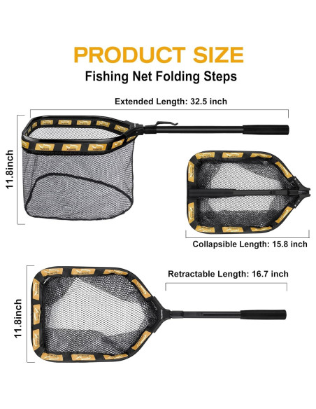 Red de Pesca Flotante PLUSINNO 30 cm Naranja Plegable