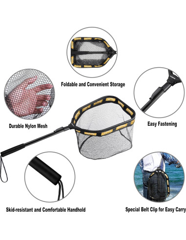 Red de Pesca Flotante PLUSINNO 30 cm Naranja Plegable