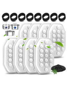 Paquete de 8 Filtros y 8 Esponjas Artiaims para Fuente de Agua Gatos