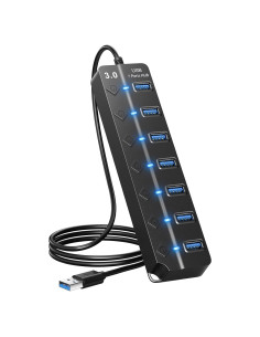 Hub USB 3.0 ONFINIO 7 Puertos con Interruptores y Luz - 1m