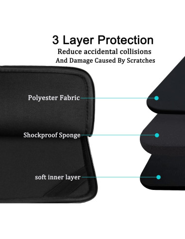 Funda para Laptop 15.6" BOOEUDI Negra, Protectora y Ligera