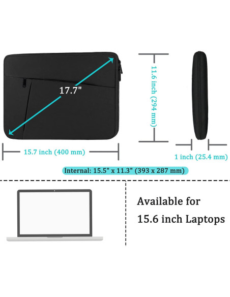 Funda para Laptop 15.6" BOOEUDI Negra, Protectora y Ligera Funda para Laptop 15.6" BOOEUDI Negra, Protectora y Ligera