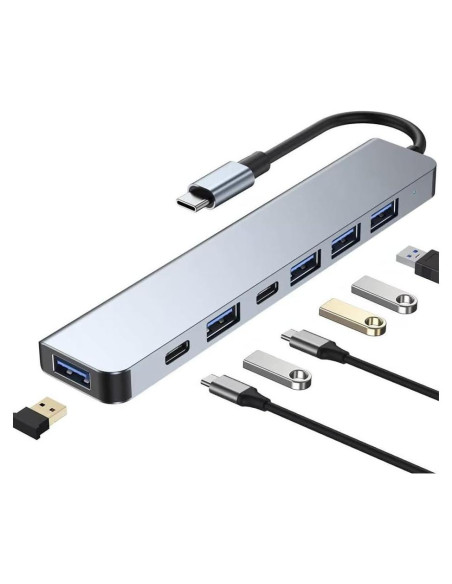 Adaptador USB C 7 en 1 MVBOONE con Carga Rápida y Puertos