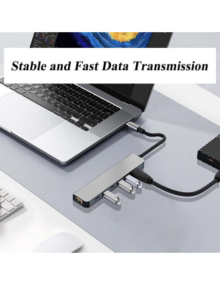Adaptador USB C 7 en 1 MVBOONE con Carga Rápida y Puertos