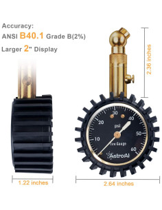 Medidor de Presión de Neumáticos AstroAI 0-4.14 Bar 2" 2
