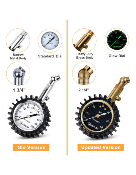 Medidor de Presión de Neumáticos AstroAI 0-4.14 Bar 2"