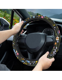 Funda de Volante Pcnjozx SWC Antideslizante 35.6-38cm Flores 2