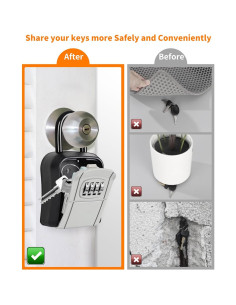 Caja de Llaves Portátil Fayleeko con Cerradura 4 Dígitos Gris 2