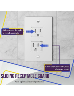 Cubierta de Enchufe a Prueba de Niños ENERLITES 8800-TR, Blanco, 6 Paquete 2