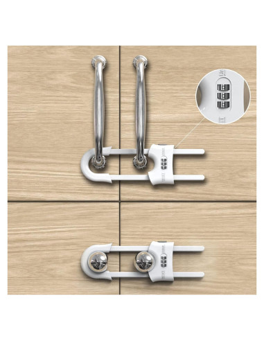 4 Cerraduras de Puerta de Armario Deslizante a Prueba de Niños - Blanco