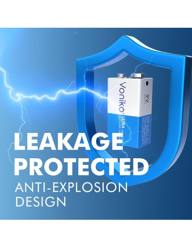 Baterías Alcalinas 9V Voniko - Paquete de 8 Unidades Ultra Duraderas