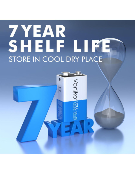 Baterías Alcalinas 9V Voniko - Paquete de 8 Unidades Ultra Duraderas Baterías Alcalinas 9V Voniko - Paquete de 8 Unidades Ultra Duraderas