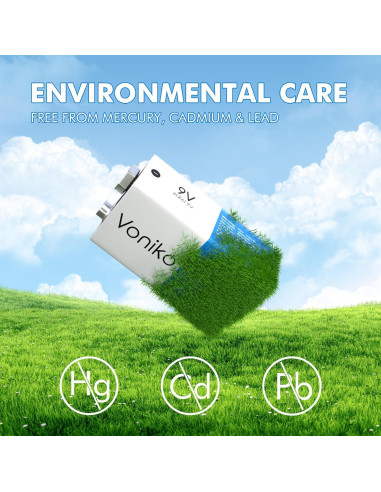 Baterías Alcalinas 9V Voniko - Paquete de 8 Unidades Ultra Duraderas