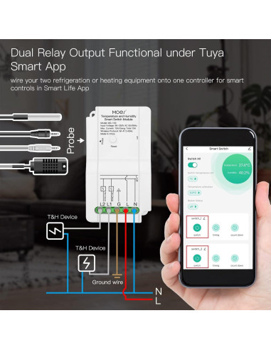 Módulo Interruptor Temperatura WiFi MOES WM-103T con Sonda