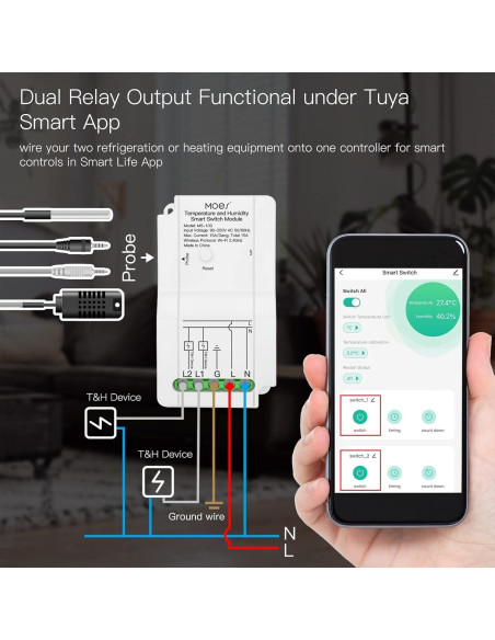 Módulo Interruptor Temperatura WiFi MOES WM-103T con Sonda