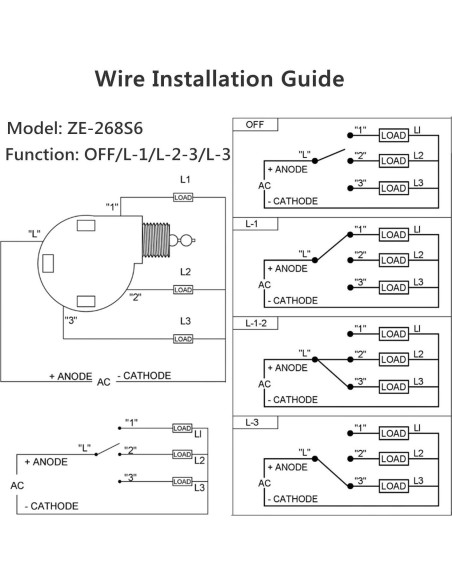 Interruptor de Ventilador de Techo 3 Velocidades DAYONE ZE-268S6 Interruptor de Ventilador de Techo 3 Velocidades DAYONE ZE-268S6