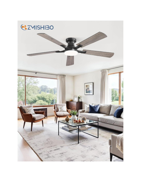 Ventilador de Techo ZMISHIBO 52" con Luz LED y Control Remoto Ventilador de Techo ZMISHIBO 52" con Luz LED y Control Remoto