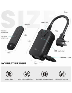 Enchufe Regulador Inalámbrico TREATLIFE IP44 400W Control Remoto 2