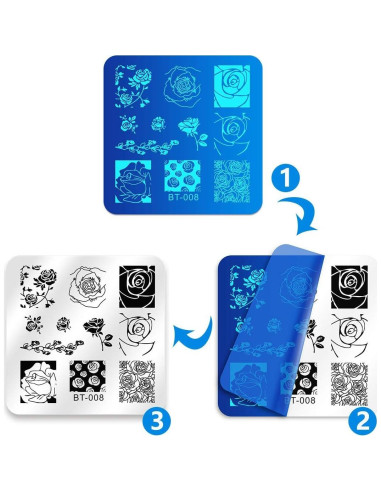 Conjunto de Estampado de Uñas Biutee 12 Placas + Estampador