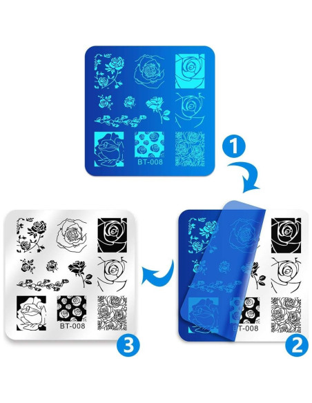 Conjunto de Estampado de Uñas Biutee 12 Placas + Estampador