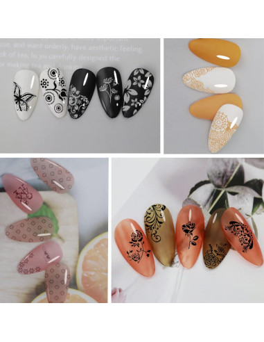 Conjunto de Estampado de Uñas Biutee 12 Placas + Estampador