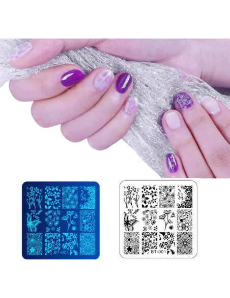 Conjunto de Estampado de Uñas Biutee 12 Placas + Estampador