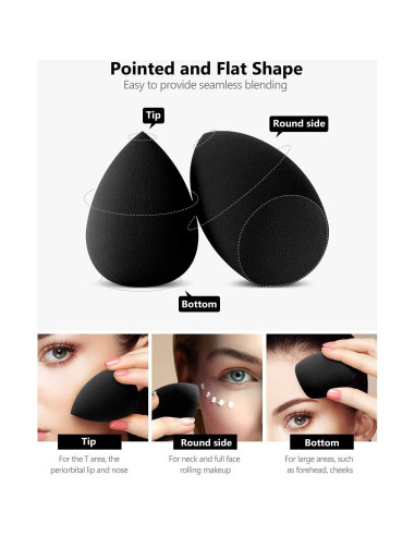 Esponjas de Maquillaje InnoGear 10 Pcs Set Negro Básico