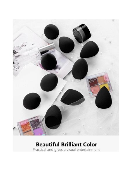Esponjas de Maquillaje InnoGear 10 Pcs Set Negro Básico