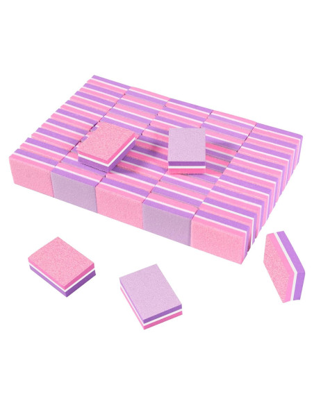 CGBE Mini Pulidores de Uñas 100/180 Grano 50PCS Rosa-Púrpura