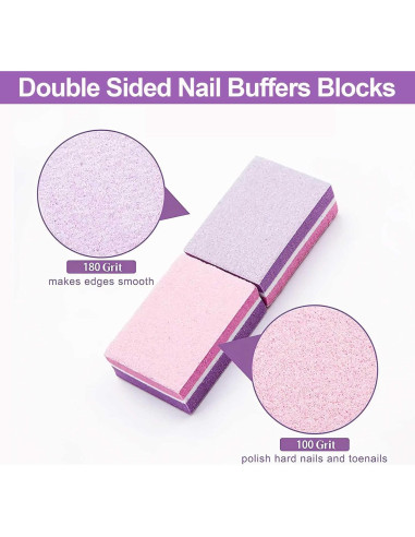 CGBE Mini Pulidores de Uñas 100/180 Grano 50PCS Rosa-Púrpura
