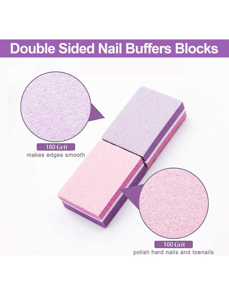 CGBE Mini Pulidores de Uñas 100/180 Grano 50PCS Rosa-Púrpura