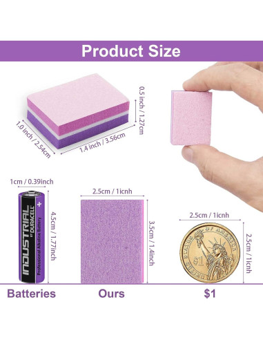 CGBE Mini Pulidores de Uñas 100/180 Grano 50PCS Rosa-Púrpura