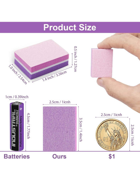 CGBE Mini Pulidores de Uñas 100/180 Grano 50PCS Rosa-Púrpura
